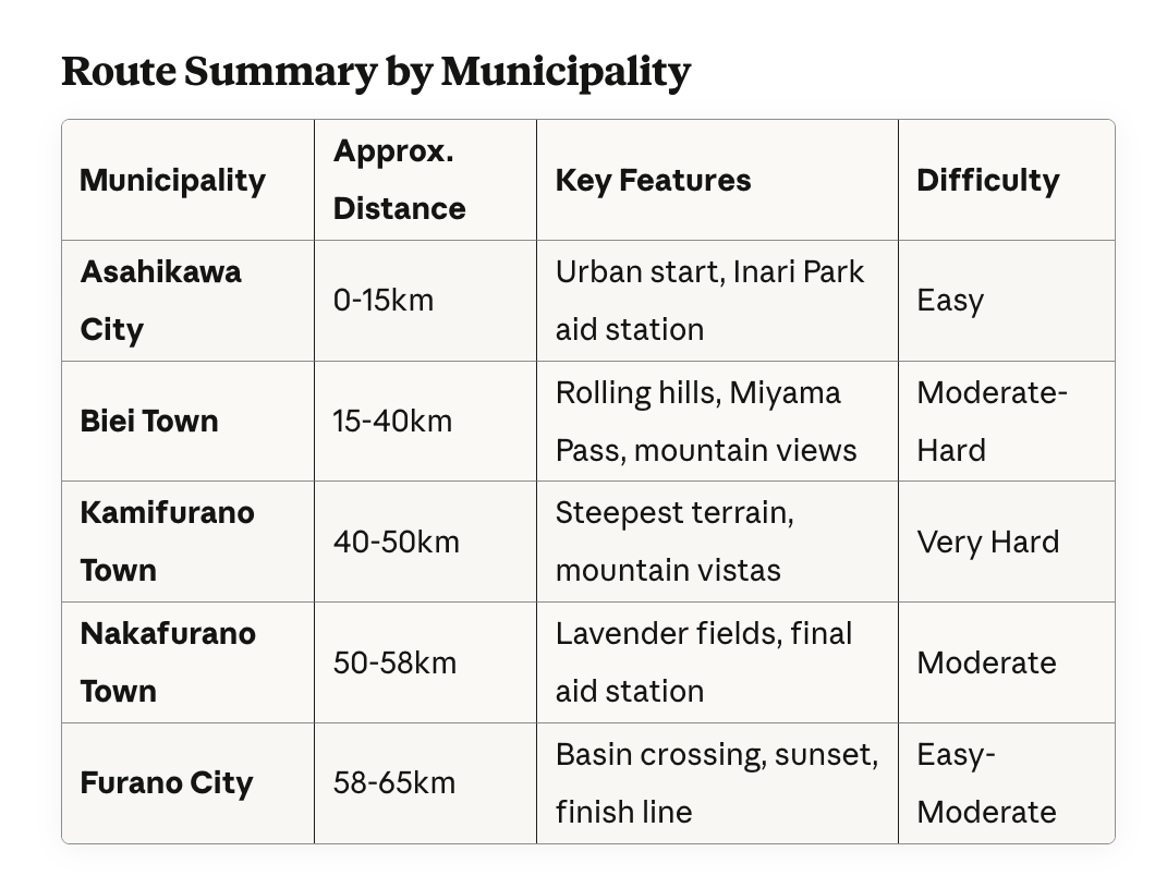 Route Summary by Muicipality